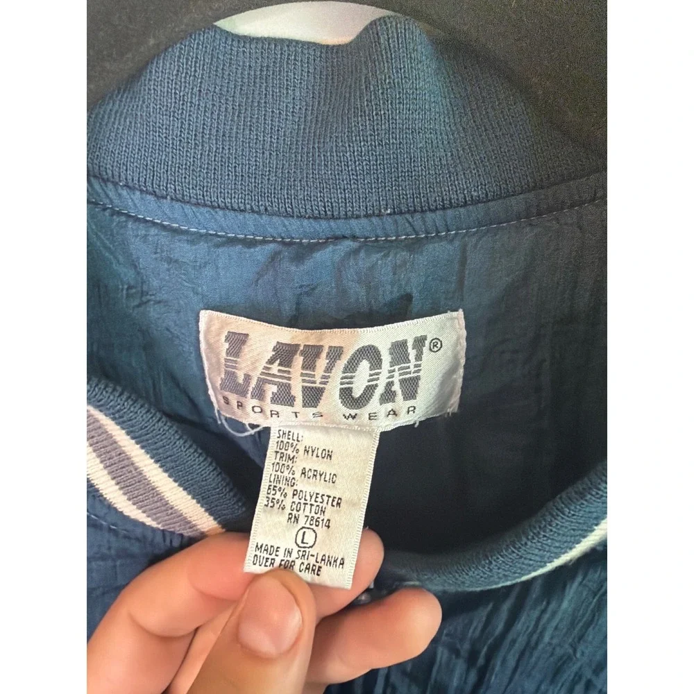 Lavon‎ Sportswear Vintage 80's 90's  Blue Crinkle Windbreaker Bomber  Zip Up
